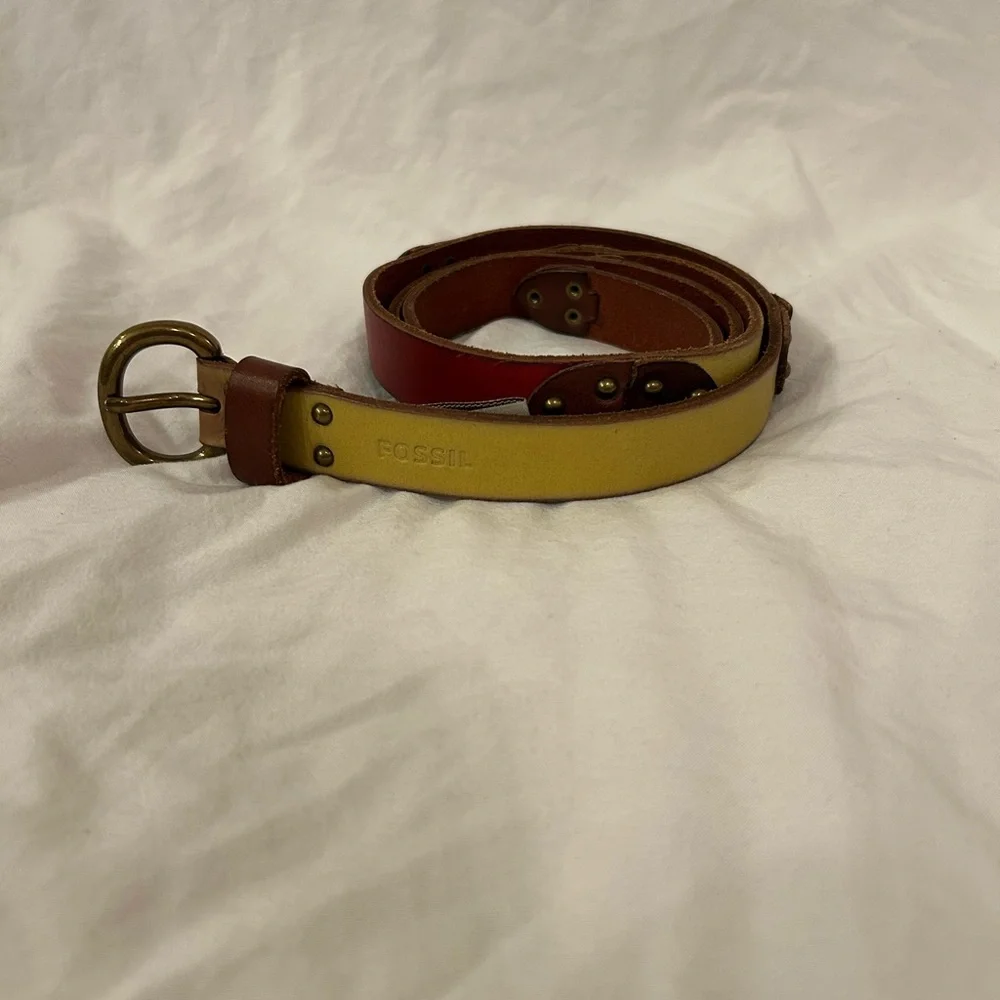 Fossil Women’s Leather Color Block Studded Belt 42.5”
